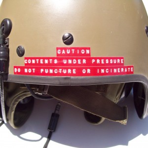 SPH-4 flight helmet worn by a Huey pilot in B Troop, 7/1 Air Cavalry