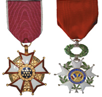 Left: U.S. Legion of Merit; Right: French Légion d’honneur