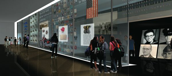 Items left at The Wall will become part of an ever-changing exhibit in the new Education Center at The Wall. (Ralph Appelbaum Associates, Inc.)