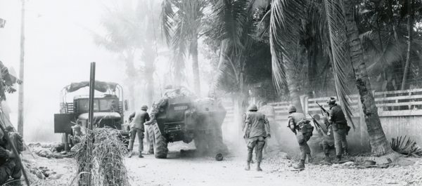 In late 1967, Gens. Westmoreland and Irzyk had taken steps to ensure that Headquarters Area Command in the Saigon area had some combat potential. The number of MPs was doubled, and cooks, clerks, drivers, mechanics and others were issued weapons, ammunition, communications equipment, body armor and steel helmets, and were dispatched to key installations. (National Archives photo)