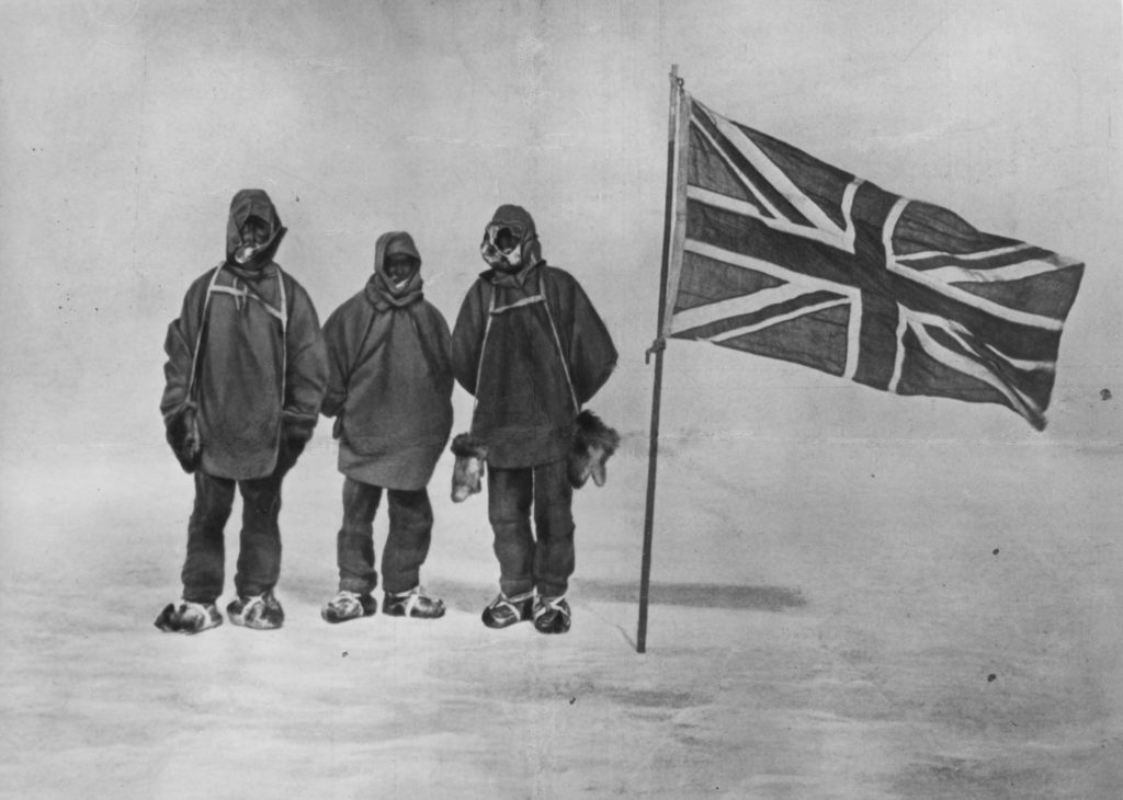 Sir Ernest Shackleton and two members of his expedition team