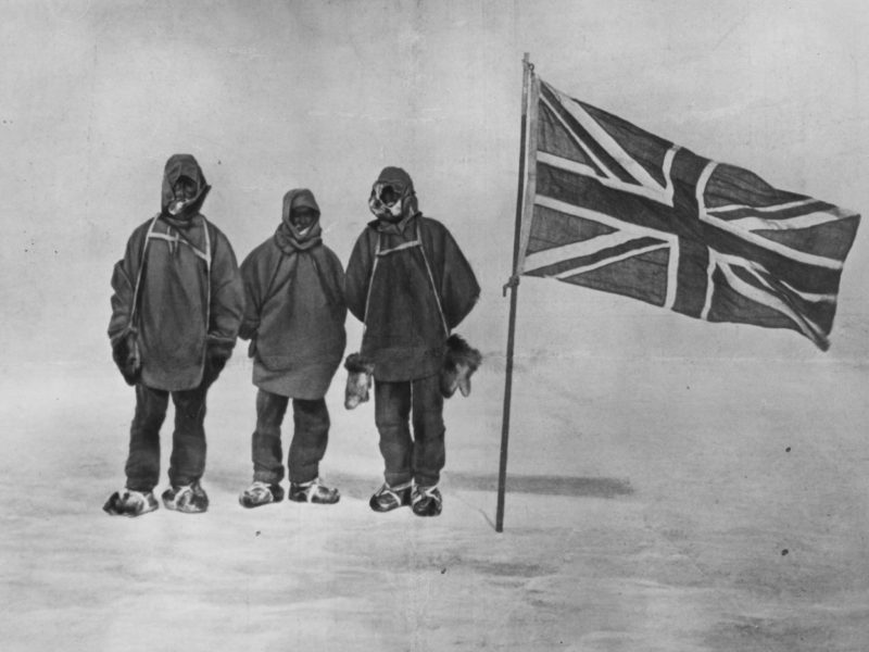 Sir Ernest Shackleton and two members of his expedition team