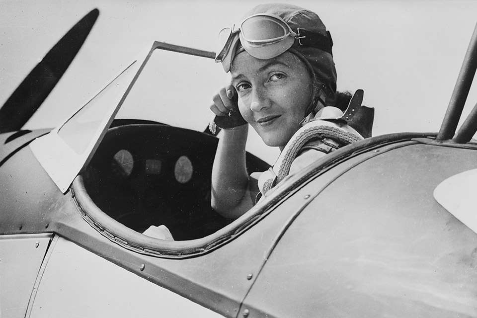 Nancy Harkness Love in the cockpit of an Army Fairchild PT-19A (National Archives)