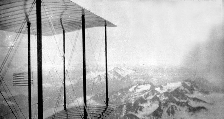 1st. Lt. George M.D. Lewis took this photograph of the Alps while ferrying a Caproni Ca.5 to France.