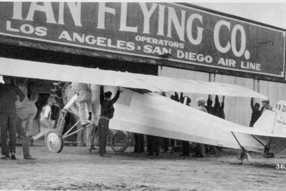 Corrigan helps install the wing on Charles Lindbergh’s Ryan NYP, Spirit of St. Louis. Ryan workers were ecstatic to learn that Lindbergh had succeeded in flying from New York to Paris in May 1927, but Corrigan was more than that—he was inspired. (That’s My Story via Chris Fasolino)