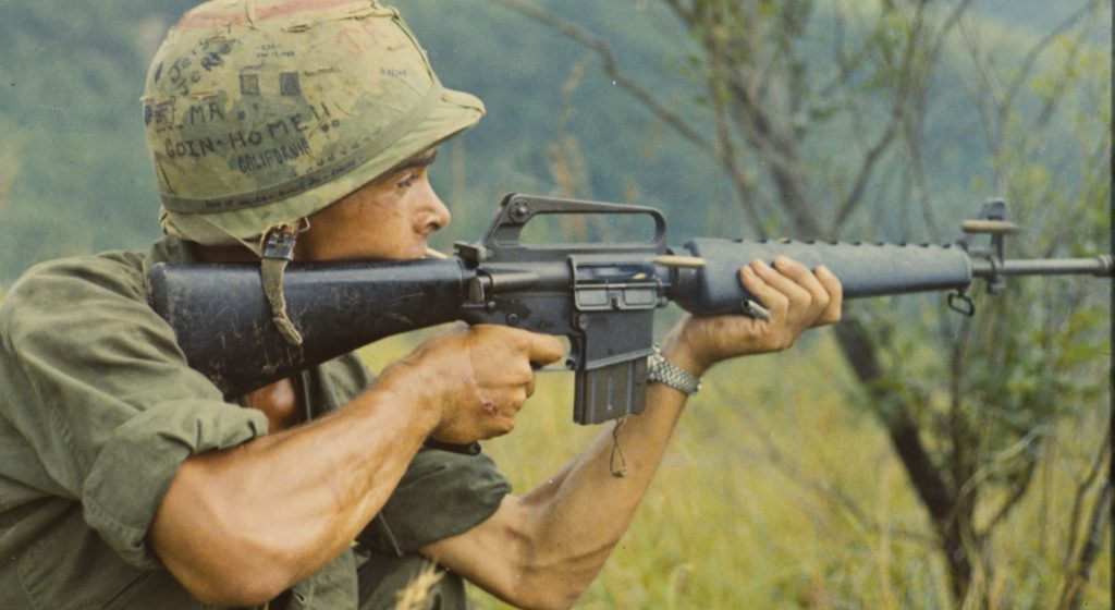 Firing M16 in Vietnam National Archives