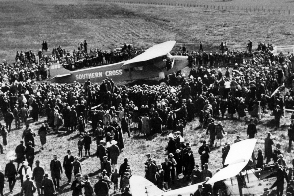 Charles Kingsford Smith and his crew successfully completed the first transpacific flight in the Fokker VIII/3m tri-motor “Southern Cross” in June 1928, but their trip from Oakland, Calif., to Brisbane, Australia, was made in three stages. (Mirrorpix via Getty Images)