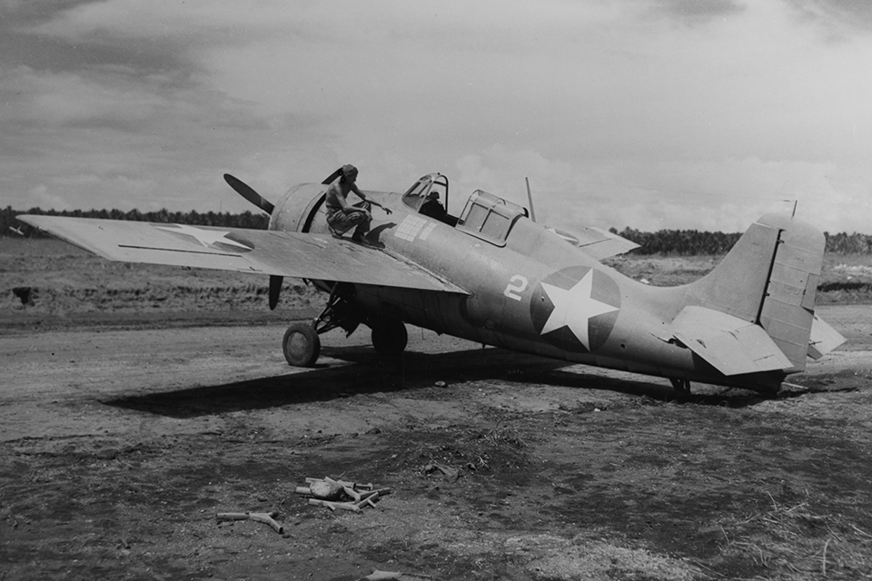 On Guadalcanal, the pilots of the "Cactus Air Force" used the rugged fighter to their advantage downing nearly 650 Japanese fighters and bombers between August and November 1942. (National Archives)