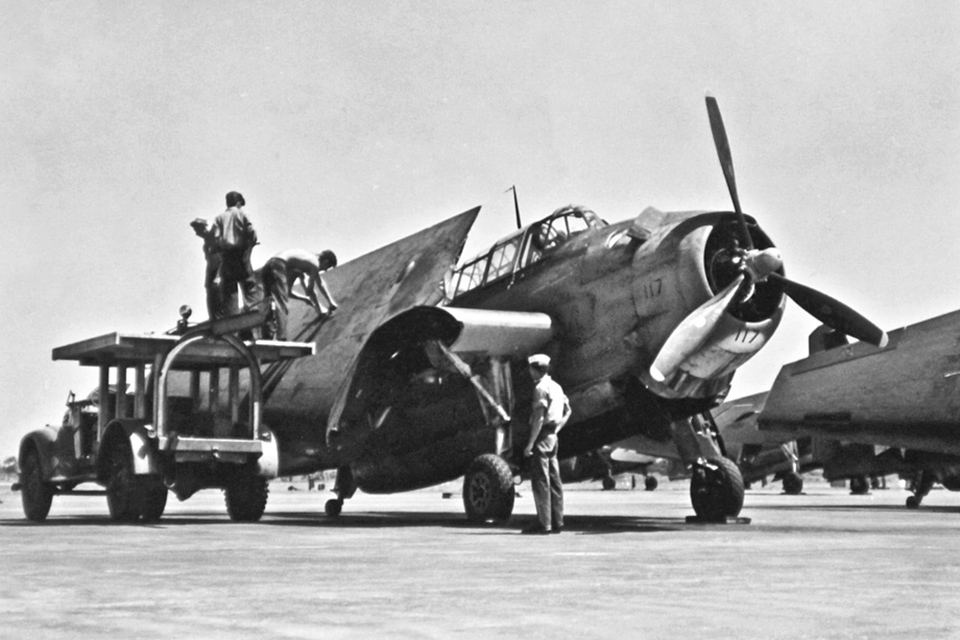 Being serviced on the flightline, this TBM-1C was one of the five Avengers that was part of Flight 19. The airplane was crewed by pilot, Capt. George Stivers, Jr., Sgt. Robert Gallivan and Pvt. Robert Gruebel. (U.S. Navy)