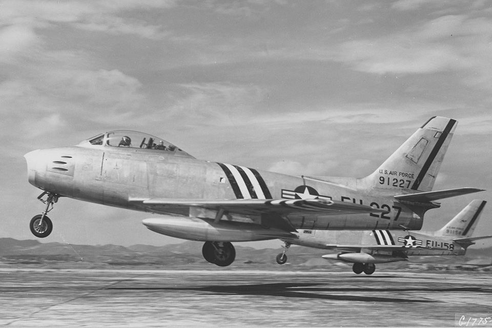 Jabara flew the early F-86A Sabre a relatively even match for the deadly Soviet built MiG-15. (U.S. Air Force)