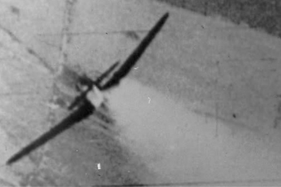 Another Messerschmitt Me-109 goes down to Preddy's guns. (National Archives)
