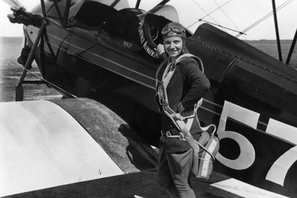 Florence Klingensmith was inspired by Lindberg to take up flying. (National Archives)