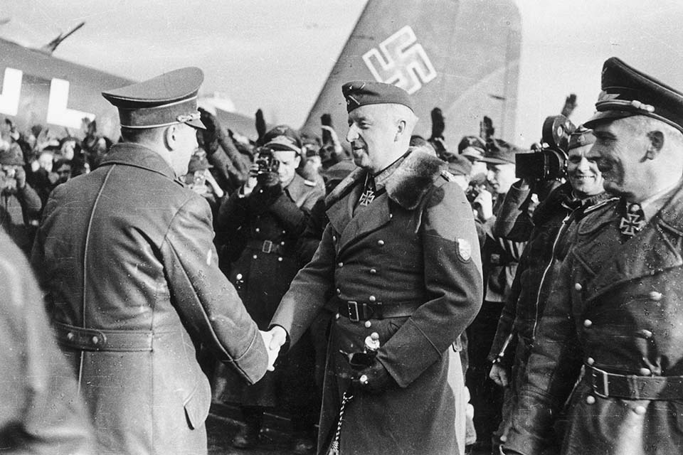 Hitler meets Erich von Manstein in March 1943 following the Wehrmacht's successful capture of the Russian city of Kharkov. (Bundesarchiv Bild