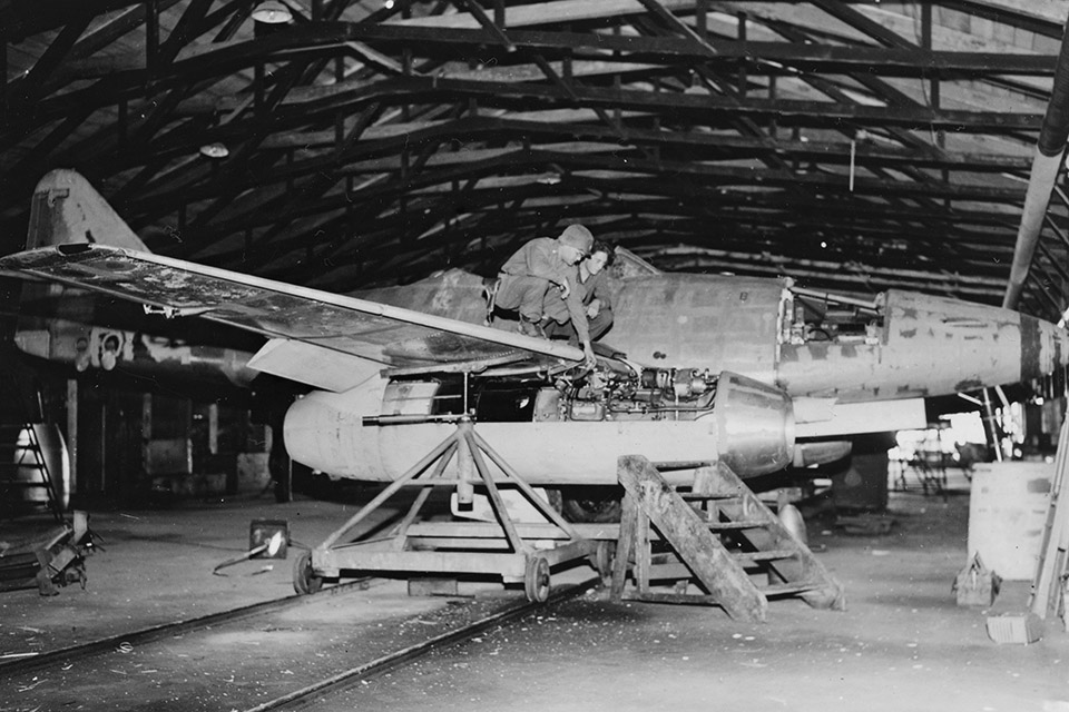 The Me 262 was of particular interest as many of the pilots had already encountered the jet fighter in combat.  (National Archives)