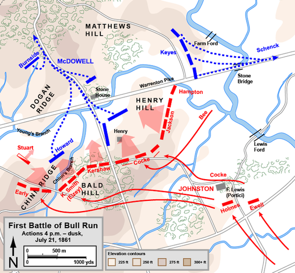 Actions on the Battlefield from 4p.m.-dusk, July 21, 1861