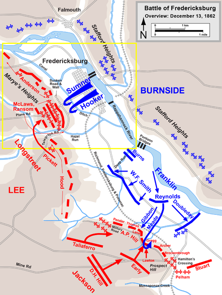 Overview of the battle, December 13, 1862