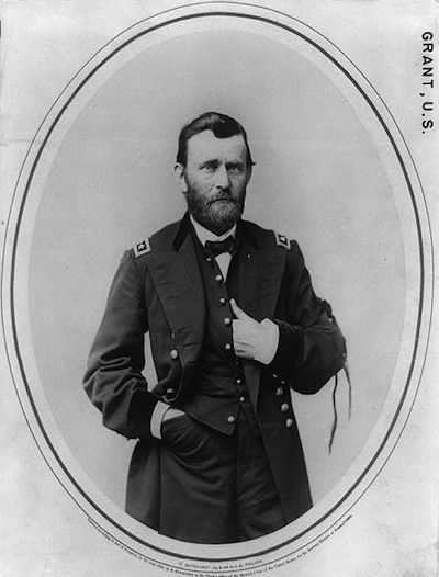 This 1865 Frederick Getukunst photograph was taken in the spring sometime after President Lincoln's assisination; Grant is wearing a black mourning band around his left arm.