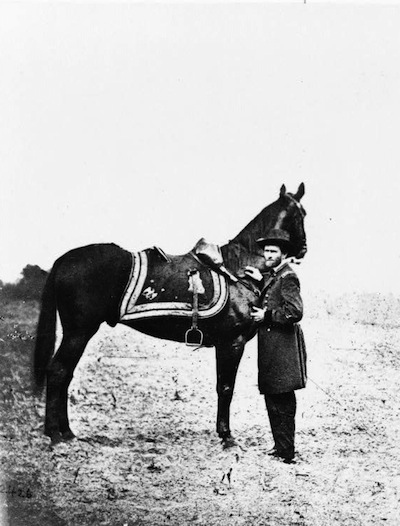 This June 4, 1864 photograph shows Grant with with war horse, Cincinnati.