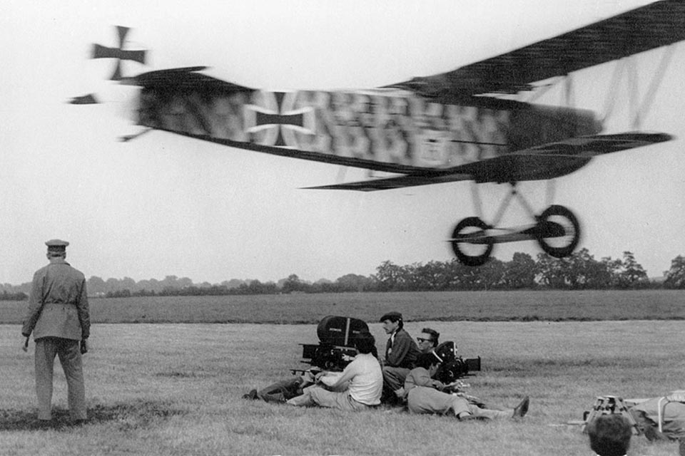 A D.VII streaks over the film crew. (HistoryNet Archives)