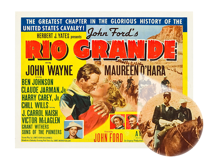Ortiz enjoyed a postwar career in Hollywood, working as a technical adviser and appearing in several John Wayne films. That's him heading up the cavalry column in the 1950 film Rio Grande. (Heritage Auctions, Dallas)