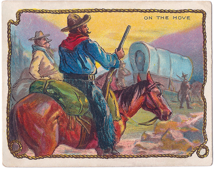ON THE MOVE — The life of the first cowman was a wandering one. Their pasture was the “free range,” hundreds of thousands of square miles where any man was free to let his cattle feed. The sky was their roof, and their home wherever they pitched camp. 