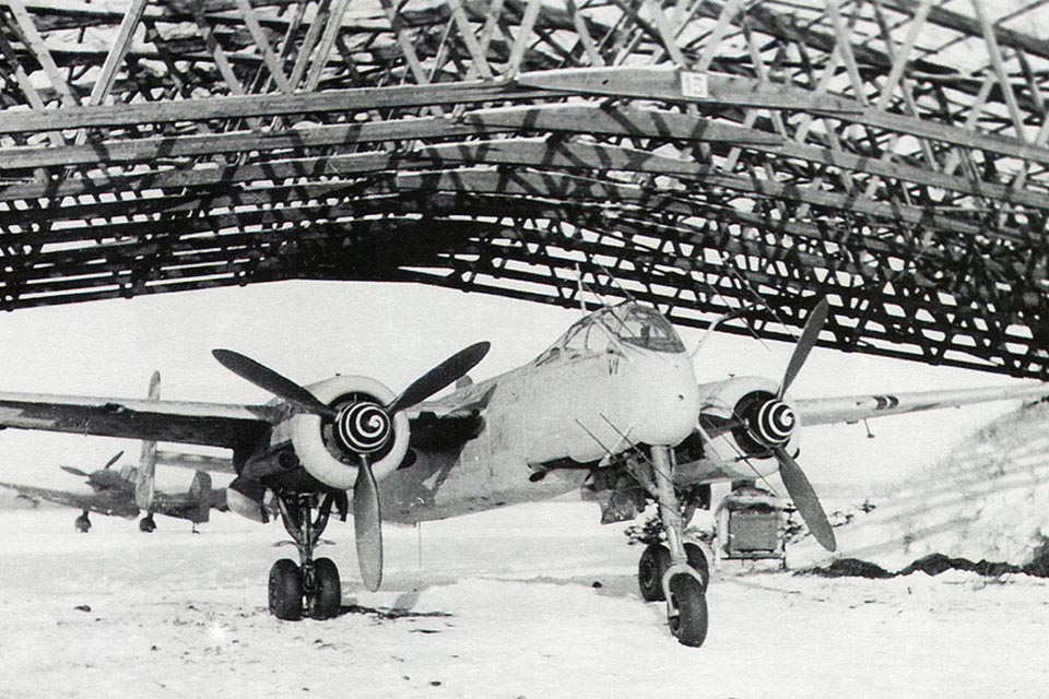 An He-219A of Gruppe, NJG.1, at Munster Handorf air base during the winter of 1944-45. (National Archives)