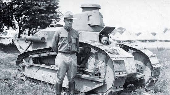 Ike (pictured in 1920 with Renault tank and an unknown companion). (Dwight D. Eisenhower Presidential Library & Museum) 