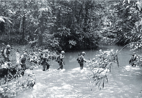 Raiders fighting retreating Japanese units also battled the island’s dense jungles and rivers.