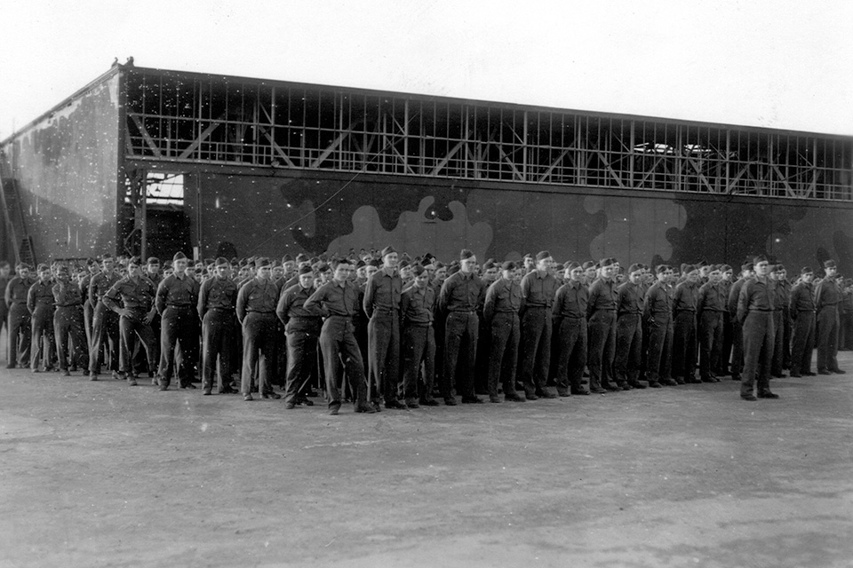 When Colonel Rudel saw the 405th Fighter group's men lined up for a dress review at Kitzingen, Germany, on May 8, 1945, he mistakenly thought it had been ordered in his honor. (Courtesy Michael Loftus Langdon)