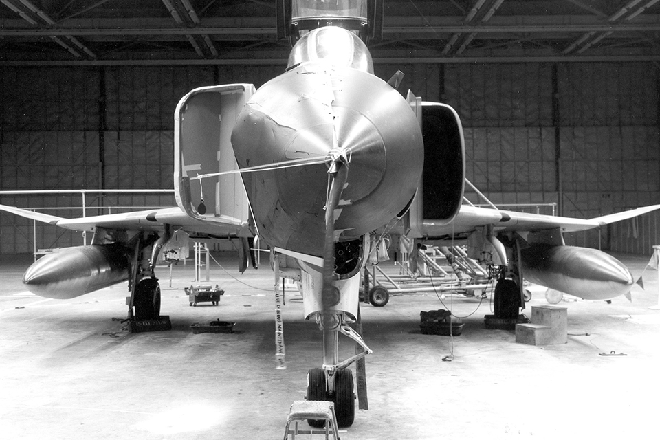 The RF-4X mock-up contrasts a stock intake (right) with the enlarged version for the PCC. (Courtesy Jay Miller)