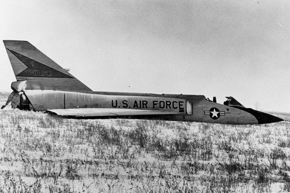 An Air Force recovery team retrieved the airplane and found surprisingly little damage. The repaired fighter would see service for another decade. (U.S. Air Force)