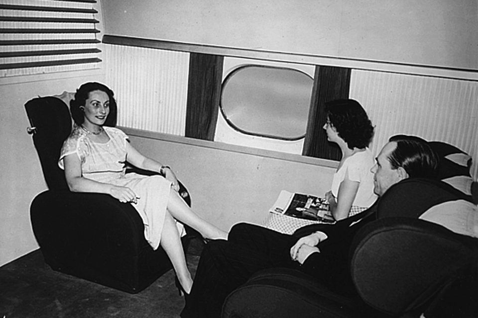Passengers could relax in the lounge, shown here, or take in a film in the 32-seat theater. (Airbus, Filton)