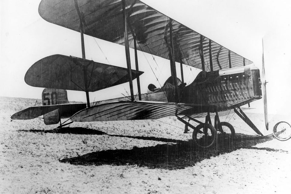 Jones flew a biplane similar to this Martin TT on what turned into a combat mission. (U.S. Air Force)