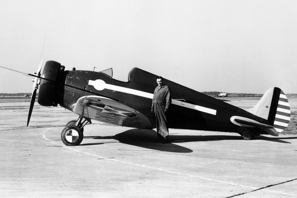 The YP-29, shown here being tested at Langley field with an open canopy, would be the last fighter the company built for the Army. (U.S. Air Force)