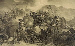 A detail of a circa-1878 lithograph called "General Custer's Death Struggle" depicts the last moments of Lt. Col. George Armstrong Custer at the Battle of Little Bighorn.