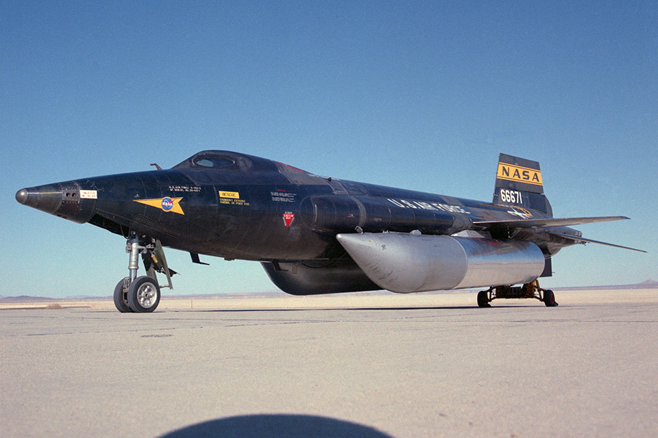 NASA photo EC65-900 shows our X-15 (56-6671) with two external fuel tanks which were added during its conversion to the X-15A-2 configuration in the mid-1960's.