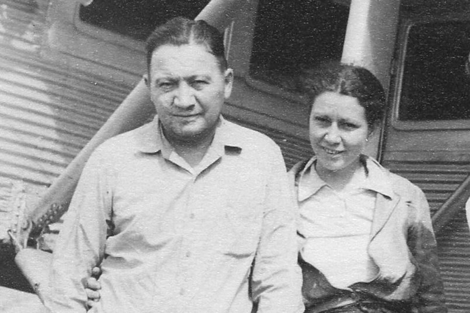 Angel with his second wife Maria in front of "Flamingo." (Historical Project Jimmie Angel/PHJA)