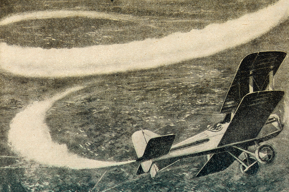 This 1922 illustration depicts one of Turner’s modified WWI fighters in action. (Chronicle/Alamy Stock Photo)