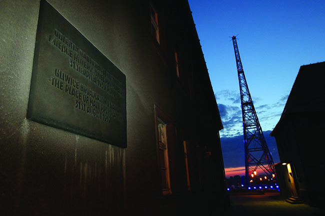 Now a museum in Gliwice, Poland, the transmitter station bears a plaque noting its history as a “place of Nazi provocation.” (Sean Gallup/Getty Images)