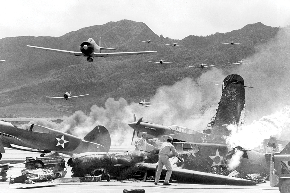 Dean "Diz" Laird and his fellow pilots logged 4,000 hours flying replica fighters and bombers during shooting of the the epic Hollywood Pearl Harbor picture "Tora! Tora! Tora!" (20th Century-Fox/Getty Images)