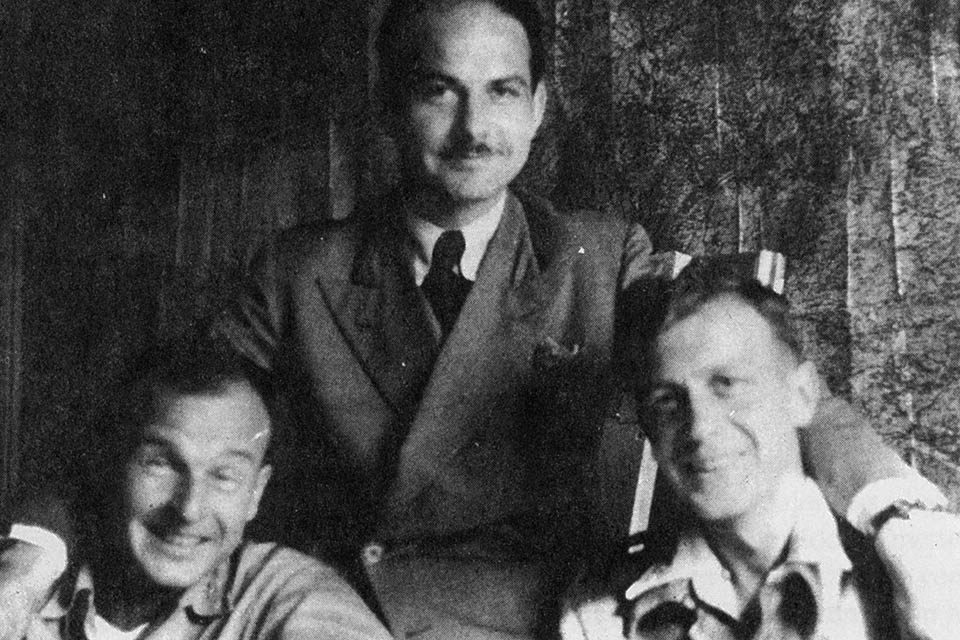 Scharff, center, was so skilled at winning the trust of POWs that many kept in touch with him long after the end of the war. (Scharff family via Toliver)