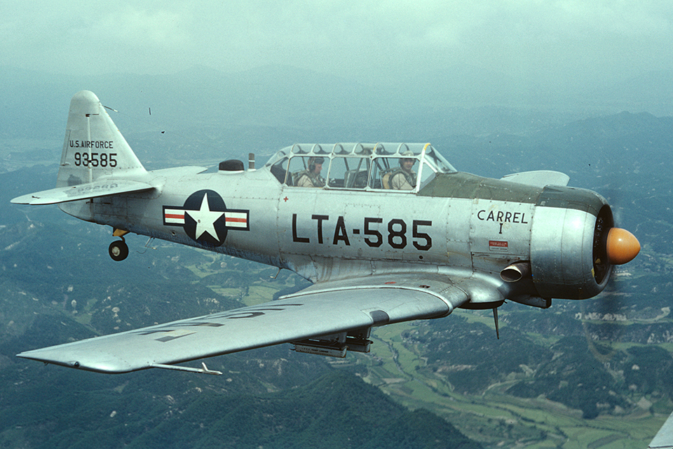 The Texan was modified during the Korean War for battlefield surveillance and forward air control. The modified trainers were nicknamed Mosquitos. (U.S. Air Force)
