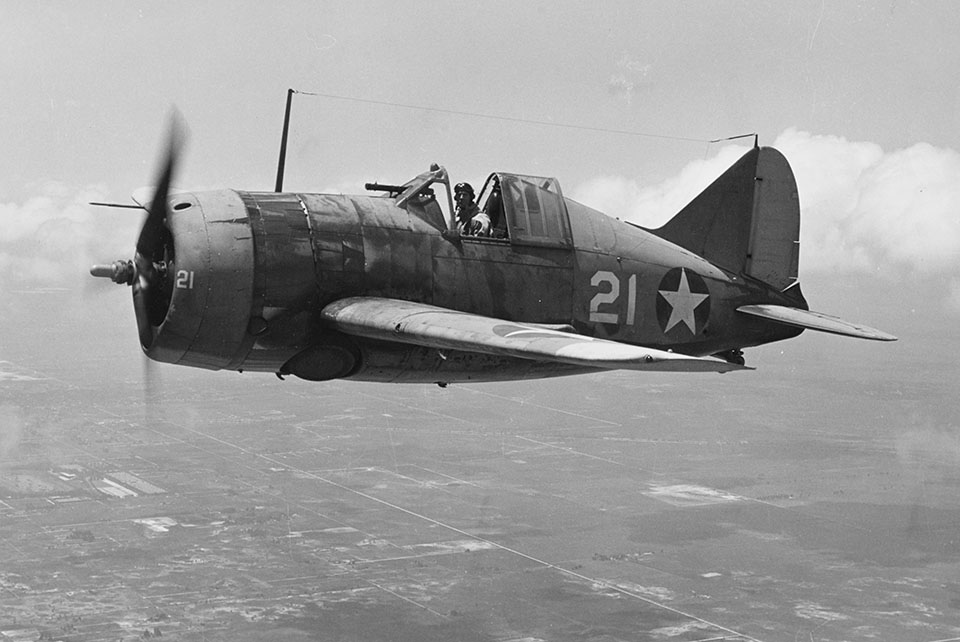 Brewster F2A-3 Buffalo fighter, August 1942. (U.S. Naval History and Heritage Command)