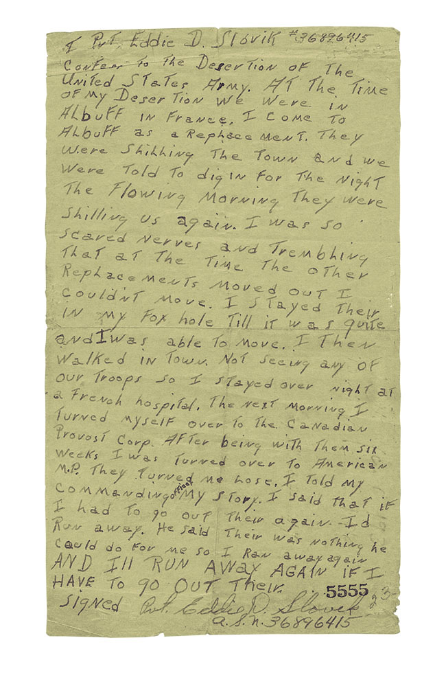Eddie Slovik's handwritten confession (Historical Images Archive/Alamy Stock Photo)