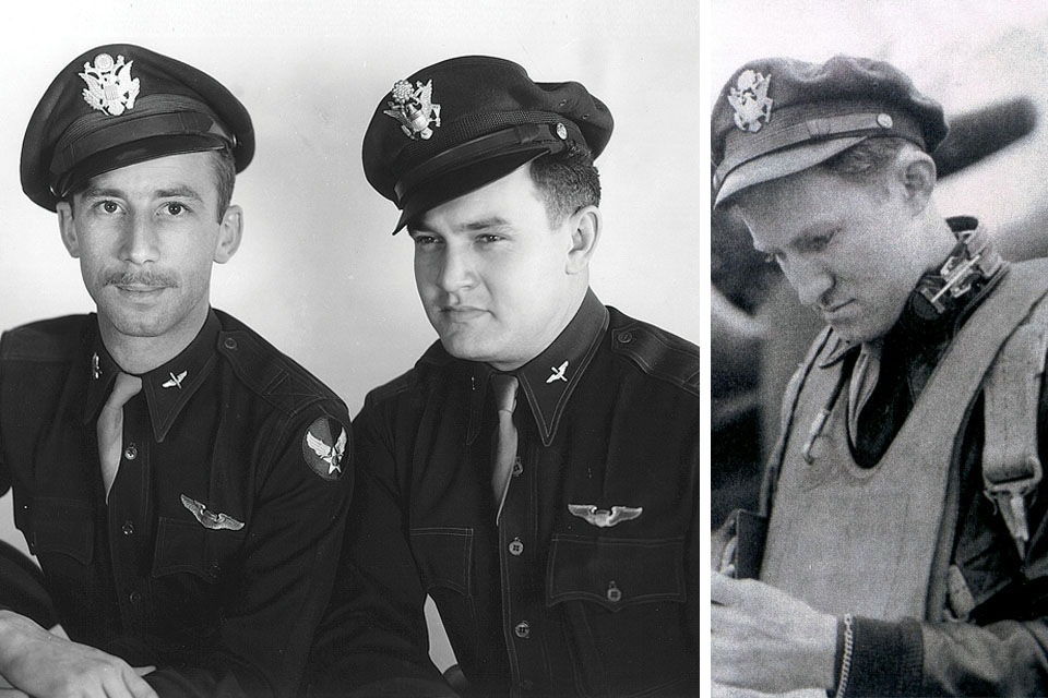 Left: Majors John Egan (left) and Gale Cleven were among the 100th’s inspirational leaders. Right: Harry Crosby, a 418th Bomb Squadron navigator, later wrote a book about his service in the “Bloody 100th.” (100th Bomb Group Foundation Archives)