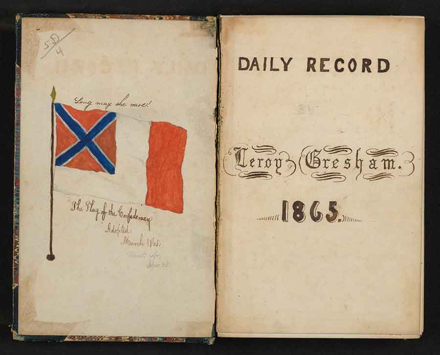 Gresham led off his final diary with a Confederate 3rd National Flag illustration. (Library Of Congress)