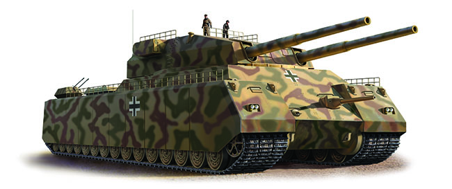 Ratte: The ambitious P.1000 Land Cruiser by tank designer Edward Grotte never progressed off the drafting table. (Illustration by Jim Laurier) (Click to enlarge)