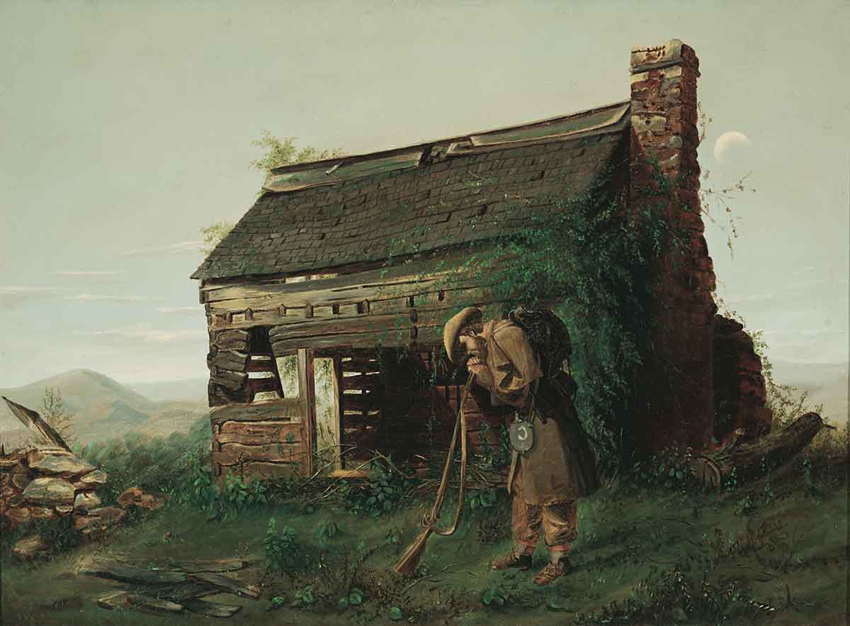 Broken Dream: Artist Henry Mosler’s 1868 painting, The Lost Cause, depicts a poor white Southern soldier of John Futch’s social class returning to his ruined cabin. Had Futch managed to make it home, his prospects might have been as bleak. (Henry Mosler, Attributed, The Lost Cause, 1869. Oil on Canvas. Morris Museum of Art, Augusta, Georgia)