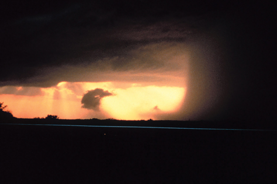 Researchers record the outflow from a downburst in Texas during Project Vortex. (NOAA Photo Library)