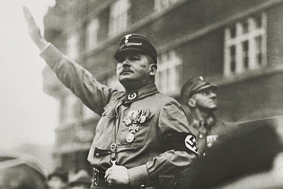 SA commander Ernst Röhm offers the Nazi salute. (Keystone/Gamme-Keystone (Getty Images))